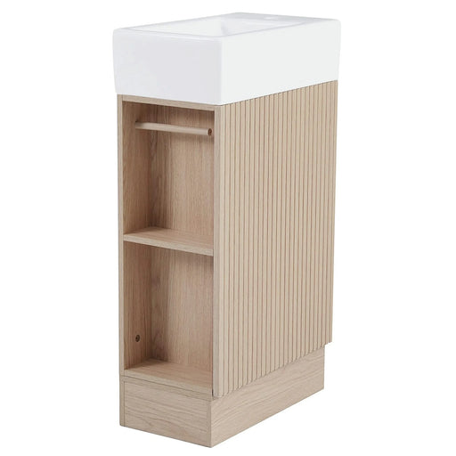18.6' Bathroom Vanity with Sink, Bathroom Vanity Cabinet with Two-tier Shelf, Left or Right Orientation, Natural (Old Sku:WF308491AAN) Default -DTYStore