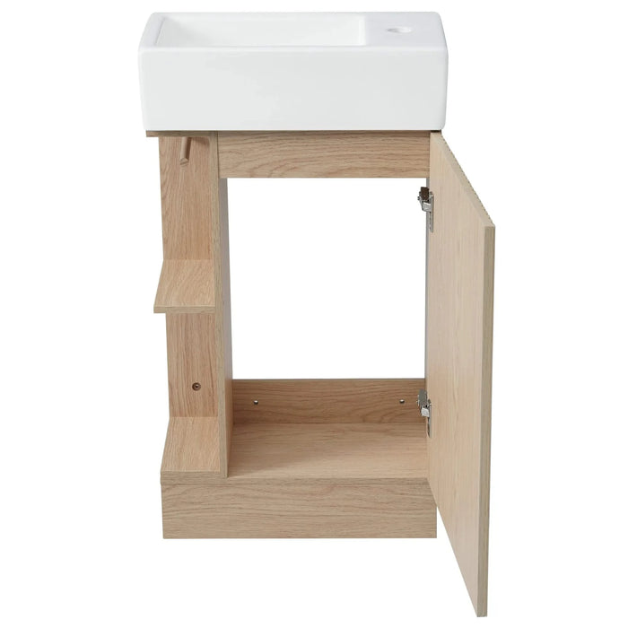18.6' Bathroom Vanity with Sink, Bathroom Vanity Cabinet with Two-tier Shelf, Left or Right Orientation, Natural (Old Sku:WF308491AAN) Default -DTYStore