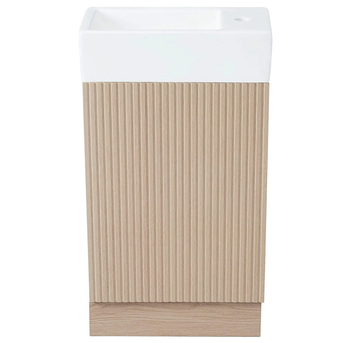 18.6' Bathroom Vanity with Sink, Bathroom Vanity Cabinet with Two-tier Shelf, Left or Right Orientation, Natural (Old Sku:WF308491AAN) Default -DTYStore