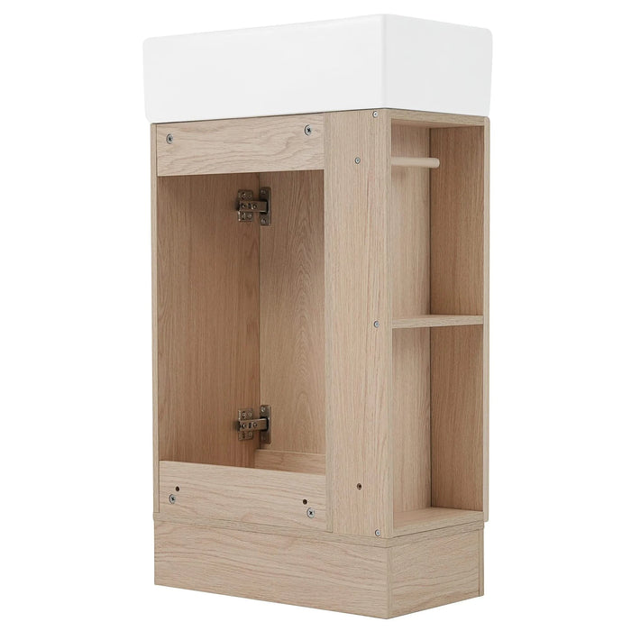 18.6' Bathroom Vanity with Sink, Bathroom Vanity Cabinet with Two-tier Shelf, Left or Right Orientation, Natural (Old Sku:WF308491AAN) Default -DTYStore