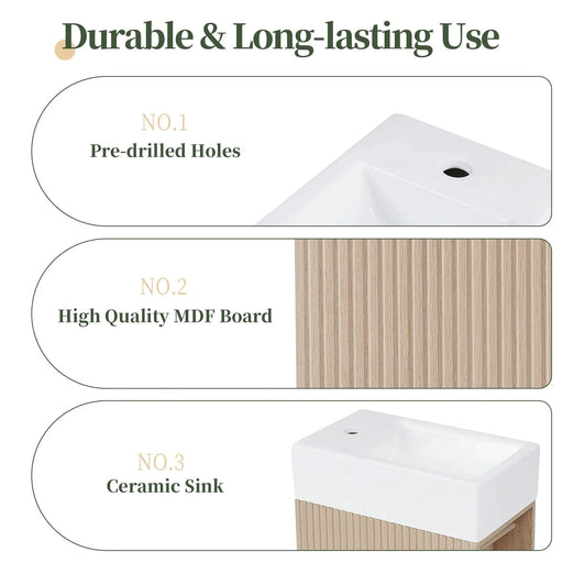 18.6' Bathroom Vanity with Sink, Bathroom Vanity Cabinet with Two-tier Shelf, Left or Right Orientation, Natural (Old Sku:WF308491AAN) Default -DTYStore