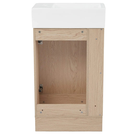 18.6' Bathroom Vanity with Sink, Bathroom Vanity Cabinet with Two-tier Shelf, Left or Right Orientation, Natural (Old Sku:WF308491AAN) Default -DTYStore
