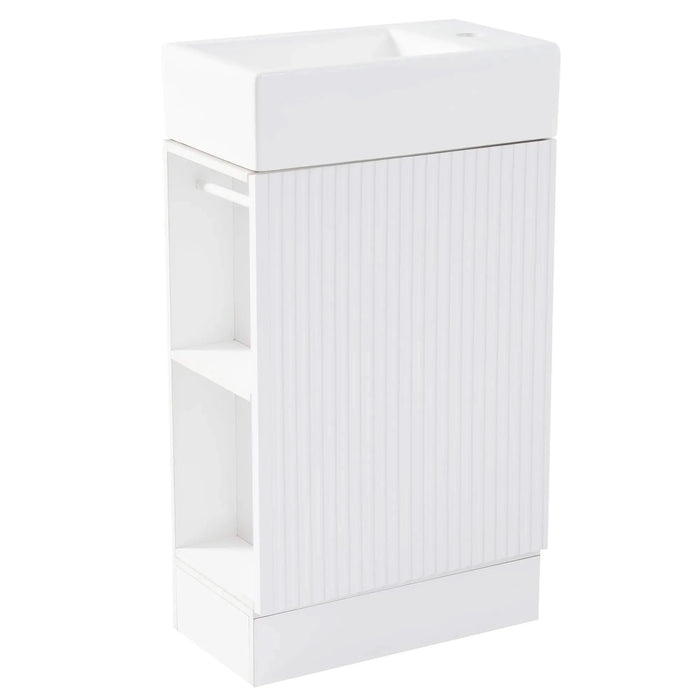 18.6' Bathroom Vanity with Sink, Bathroom Vanity Cabinet with Two-tier Shelf, Left or Right Orientation, White (Old Sku:WF308491AAK) Default -DTYStore