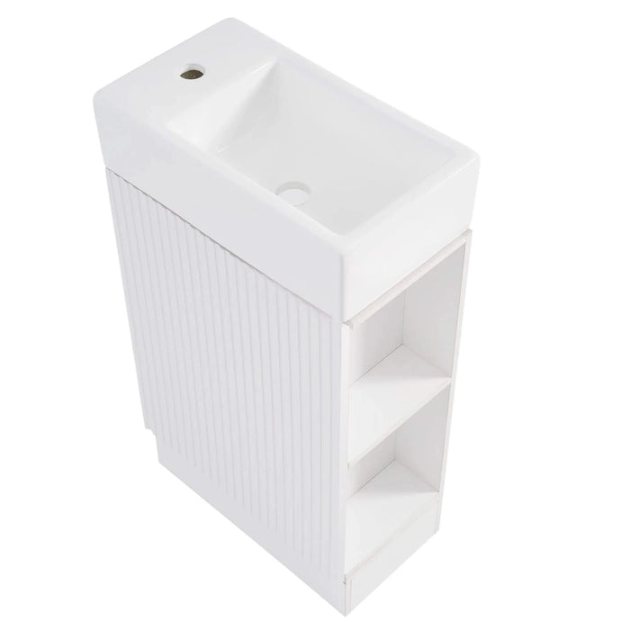 18.6' Bathroom Vanity with Sink, Bathroom Vanity Cabinet with Two-tier Shelf, Left or Right Orientation, White (Old Sku:WF308491AAK) Default -DTYStore