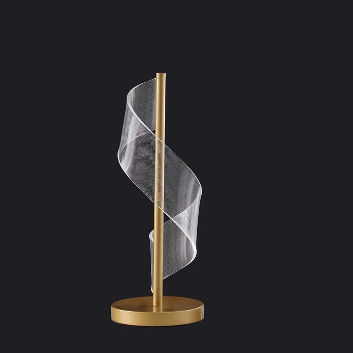 18.75' In Dinamo Modern 'S' Wave Swirl Acrylic Led Brushed Gold Table Lamp Default -DTYStore