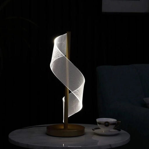 18.75' In Dinamo Modern 'S' Wave Swirl Acrylic Led Brushed Gold Table Lamp Default -DTYStore