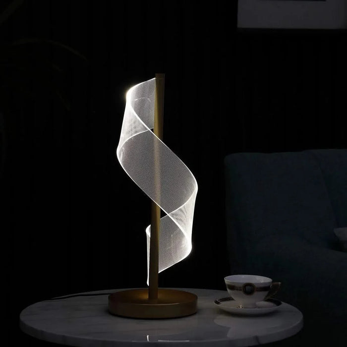 18.75' In Dinamo Modern 'S' Wave Swirl Acrylic Led Brushed Gold Table Lamp Default -DTYStore