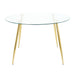 Modern simple 47.2 " glass table, high quality tempered glass metal material, gold-plated legs, suitable for restaurant kitchen (set of 1) - DTYStore