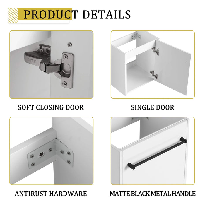 18'' Floating Wall-Mounted Bathroom Vanity with Ceramic Sink & Soft-Close Cabinet Door, For Small Bathroom Default -DTYStore