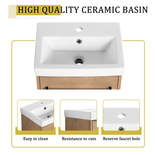 18'' Floating Wall-Mounted Bathroom Vanity with Ceramic Sink & Soft-Close Cabinet Door, For Small Bathroom Default -DTYStore
