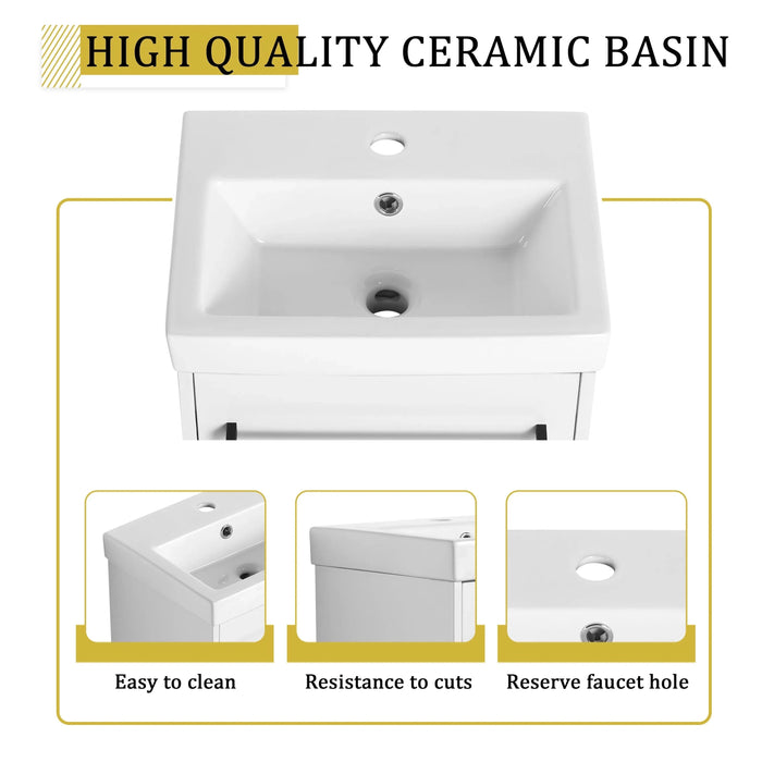 18'' Floating Wall-Mounted Bathroom Vanity with Ceramic Sink & Soft-Close Cabinet Door, For Small Bathroom Default -DTYStore