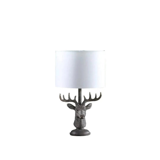 18' In Stag Elk Deer Bust Rustic Gray Polyresin Table Lamp Default -DTYStore