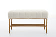 End of Bed Bench with Shelf, Teddy fabric Upholstered Storage Shoe Bench, Modern Bedroom Bench with Metal Legs for Living Room, Entryway, Dining Room, 300 LB, Linen Color(White)