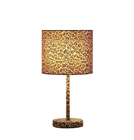 19.25' Faux Suede Leopard Print Metal Table Lamp Default -DTYStore