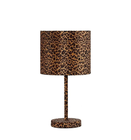 19.25' Faux Suede Leopard Print Metal Table Lamp Default -DTYStore