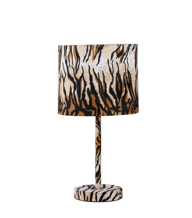 19.25' Faux Suede Tiger Print Metal Table Lamp Default -DTYStore