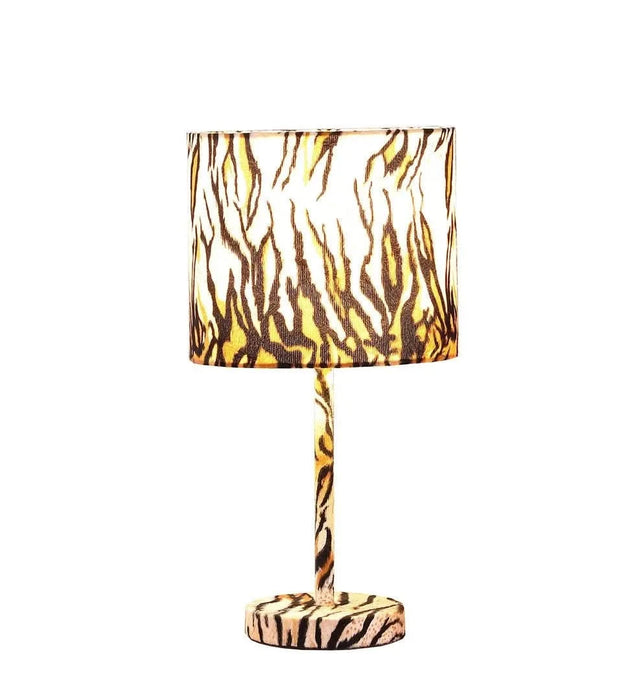 19.25' Faux Suede Tiger Print Metal Table Lamp Default -DTYStore