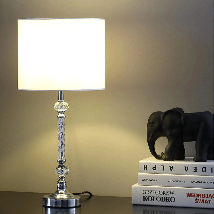 19.25' In Audrey Twisted Crystal Modern Silver Table Lamp Default -DTYStore