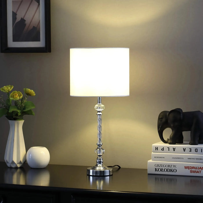 19.25' In Audrey Twisted Crystal Modern Silver Table Lamp Default -DTYStore