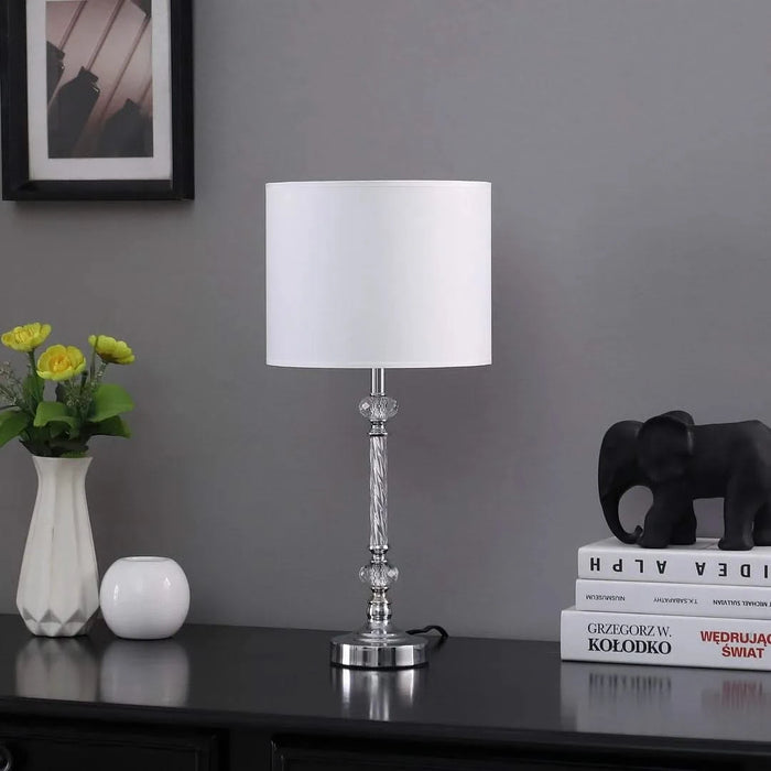 19.25' In Audrey Twisted Crystal Modern Silver Table Lamp Default -DTYStore