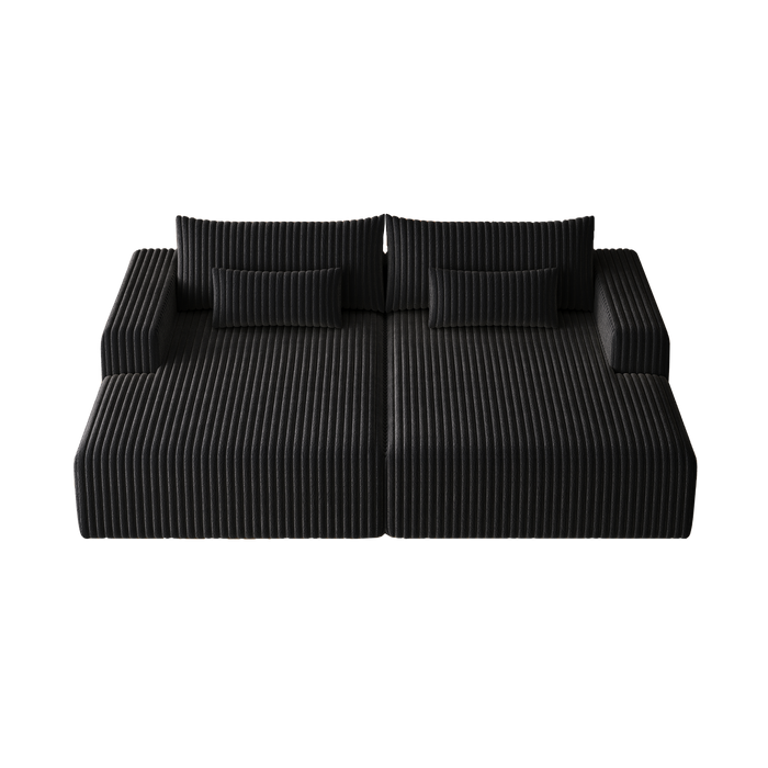 102" Oversized Sectional Lounge Chaise,No Assembly Required,Cloud Plush Loveseat with Reclining Sofa Bed,Fluffy Modern Sleeper Chair for Indoor Living Room Bedroom
