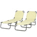 Outsunny 2 Piece Folding Chaise Lounge Pool Chairs, Outdoor Sun Tanning Chairs with 5-Level Reclining Back, Steel Frame for Beach, Yard, Patio, Beige - DTYStore