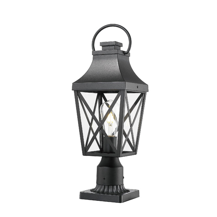 Outdoor Post Light,Lamp Post Light Fixture,Post Lantern with Pier Mount Base,Textured Black,21.3in,Suitable for Gardens, Yards or Entrances (2 pack)