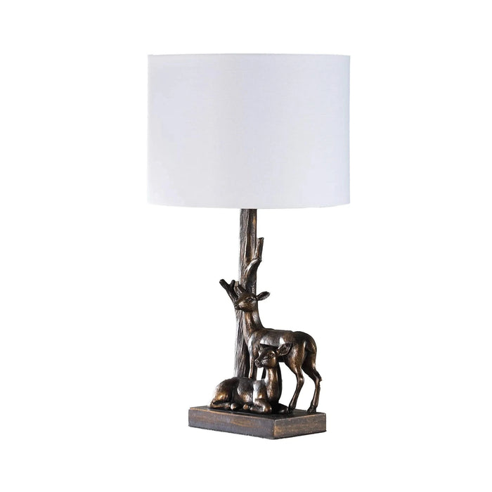 19.75' In Capreolus Bronze Western Roe Deers Polyresin Table Lamp Default -DTYStore
