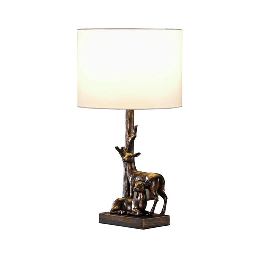 19.75' In Capreolus Bronze Western Roe Deers Polyresin Table Lamp Default -DTYStore