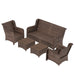 Patio Furniture Set Rattan Outdoor Sectional Conversation Sets 3-Seat Outdoor Couch,2 Single Chair and 2 Ottoman for Lawn, Balcony, Garden, Backyard (Bron-Peacock Blue, Set of 5) - DTYStore