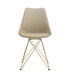 Modern Dining Chairs with Shell Lounge Plastic Seat and GOLDEN STEEL Legs KITEHCN chairs meeting room chairs living room,Set of 4, beige PU - DTYStore