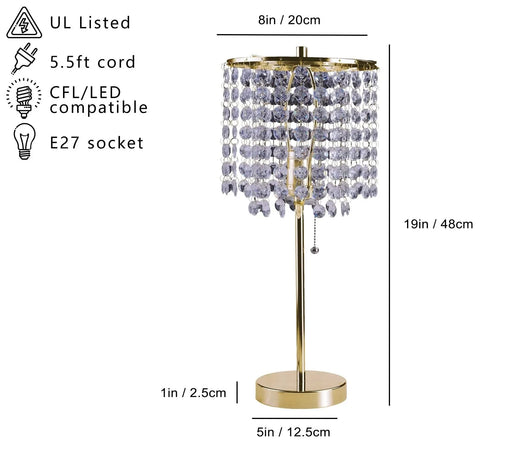 19'H GOLD CRYSTAL INSPIRED PULL TABLE LAMP (1PC/CTN) (0.43/4.22) Default -DTYStore