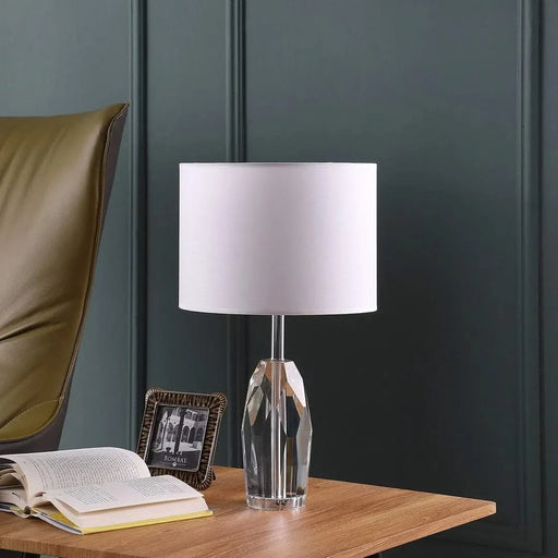 19' Dodecahedron Solid Crystal Prism Table Lamp in Chrome Silver Default -DTYStore