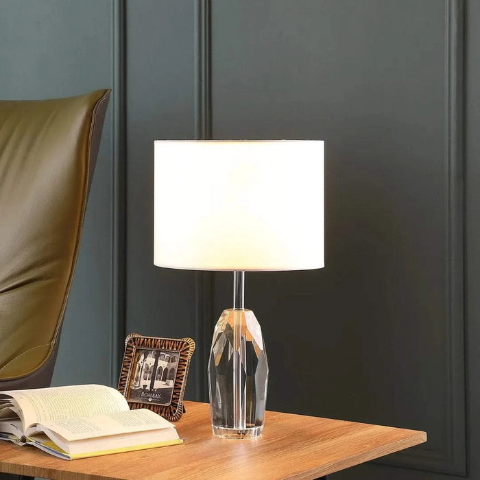 19' Dodecahedron Solid Crystal Prism Table Lamp in Chrome Silver Default -DTYStore