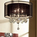 19' Tall Ceiling Lamp 'Effleurer', Silver and Crystal Accents, Black Shade Default -DTYStore