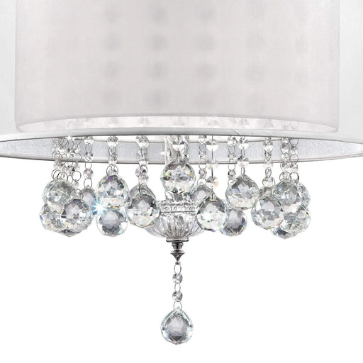 19' Tall Ceiling Lamp 'Moiselle', Silver and Crystal Accents, Silvery Shade Default -DTYStore