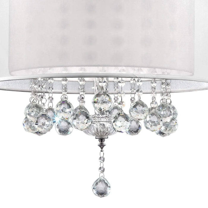 19' Tall Ceiling Lamp 'Moiselle', Silver and Crystal Accents, Silvery Shade Default -DTYStore