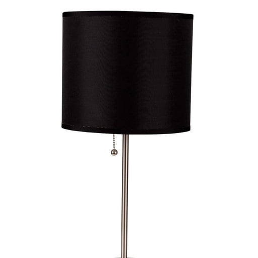19' Tall Metal Table Lamp with Silver finish, Black Shade Default -DTYStore