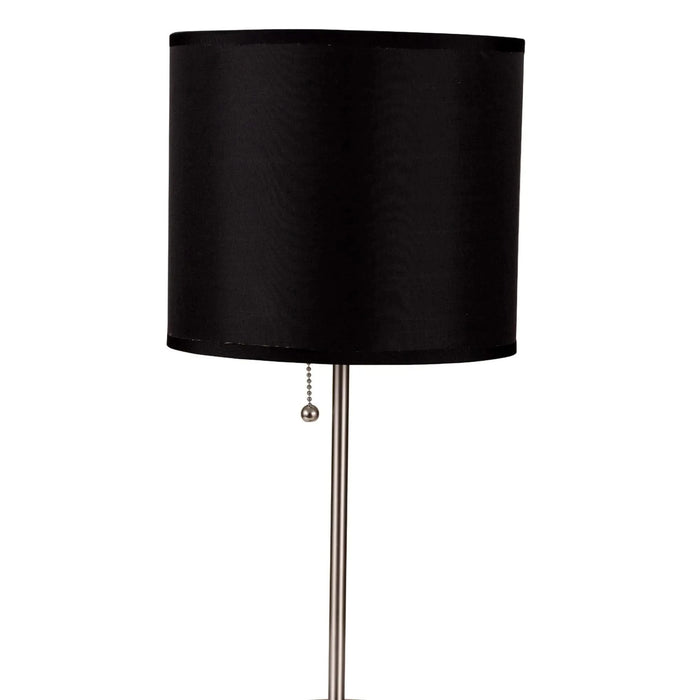 19' Tall Metal Table Lamp with Silver finish, Black Shade Default -DTYStore