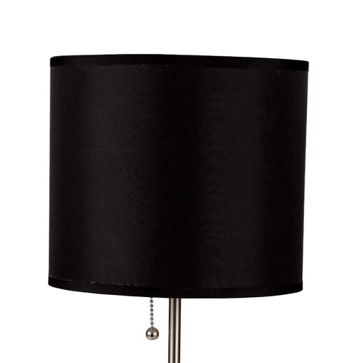 19' Tall Metal Table Lamp with Silver finish, Black Shade Default -DTYStore