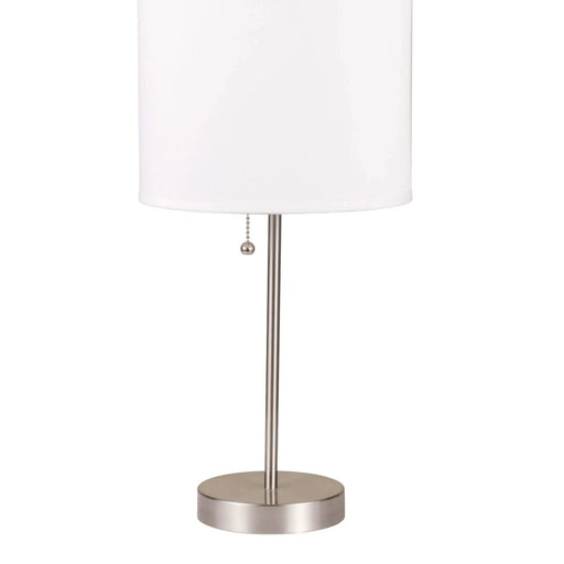 19' Tall Metal Table Lamp with Silver finish, White Shade Default -DTYStore