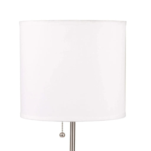 19' Tall Metal Table Lamp with Silver finish, White Shade Default -DTYStore