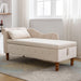 Beige Chaise Lounge Indoor,Velvet Lounge Chair for Bedroom with Storage & Pillow,Modern Upholstered Rolled Arm Chase Lounge for Sleeping with Nailhead Trim for Living Room Bedroom Office - DTYStore