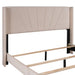 Queen Size Velvet Upholstered Platform Bed, Box Spring Needed - Beige - DTYStore
