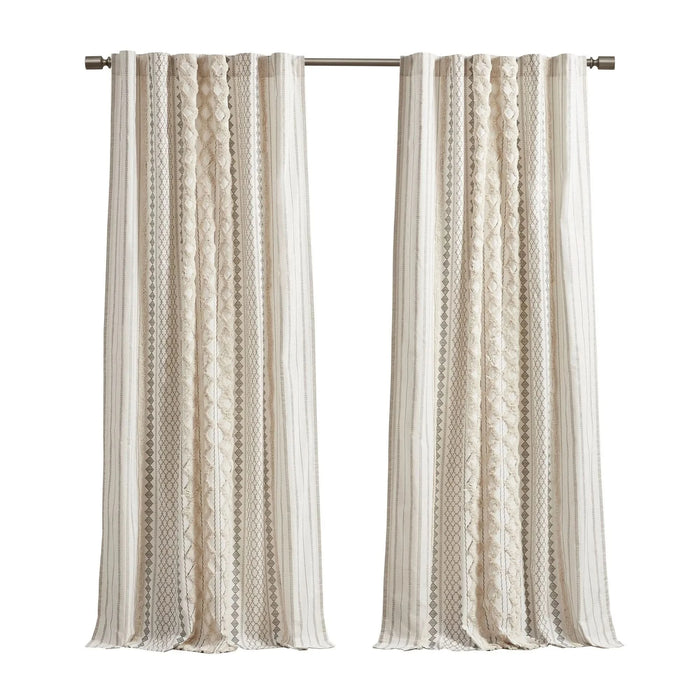 1PC 50x108' Cotton Printed Curtain Panel with Chenille Stripe and Lining- DTY Store