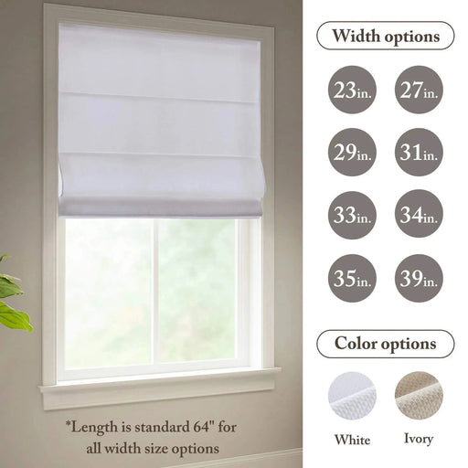 1PC Cordless Roman Blind Galen Matte fabric Light-Filtering Window Shade White -DTYStore