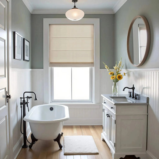 1PC Cordless Roman Blind Galen Matte fabric Light-Filtering Window Shade Ivory -DTYStore