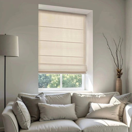 1PC Cordless Roman Blind Galen Matte fabric Light-Filtering Window Shade Ivory -DTYStore
