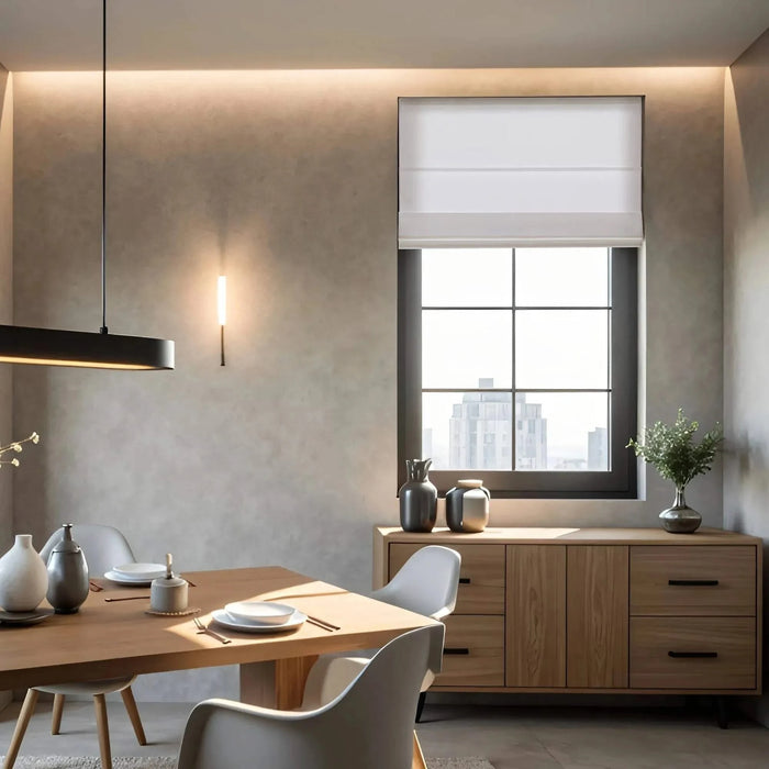 1PC Cordless Roman Blind Galen Matte fabric Light-Filtering Window Shade White -DTYStore