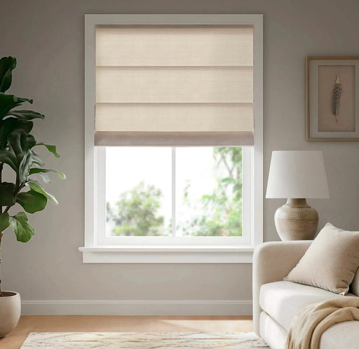1PC Cordless Roman Blind Galen Matte fabric Light-Filtering Window Shade Ivory -DTYStore